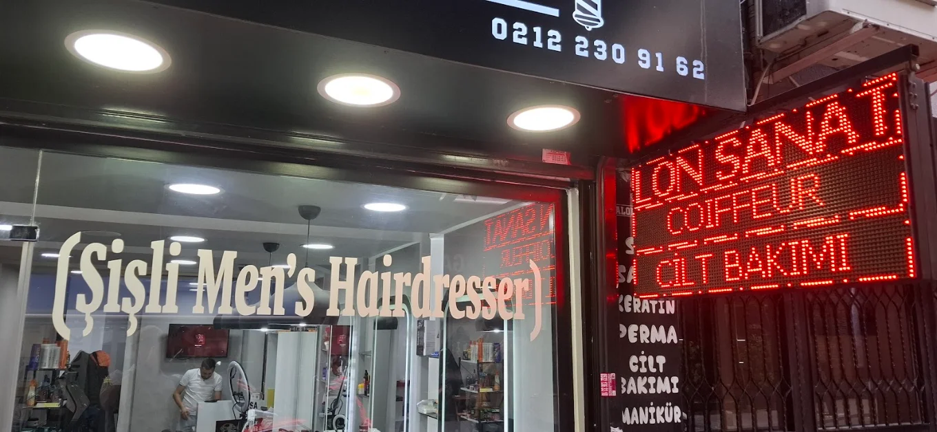 Salon Sanat Şişli erkek kuaförü dış cephe ve tabela